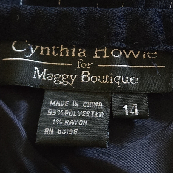 Cynthia Howie for Maggy Boutique Women's 14 Midi Skirt Black w/ White Pinstripes - Picture 9 of 12